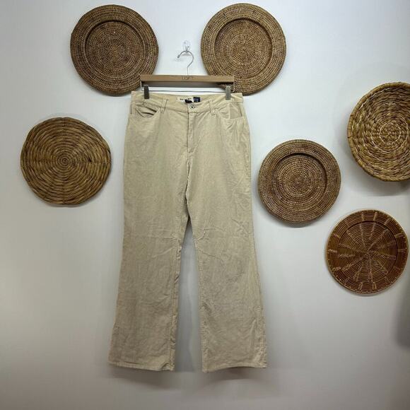 Vintage Y2K 2000s GAP Cream Wide Leg Low Rise Flare Corduroy Pants 12 - Picture 1 of 5